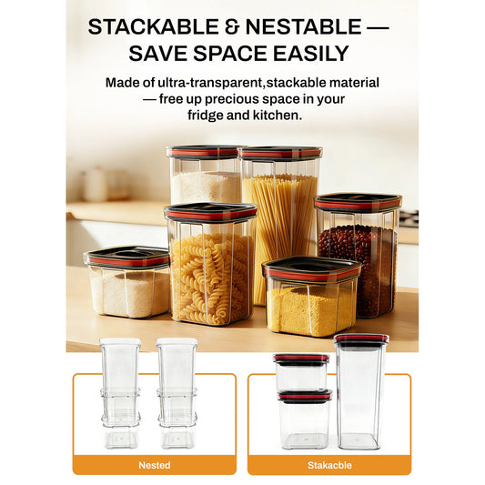 Airtight Food Storage Containers Set – BPA-Free Kitchen Pantry Organization (Set of 6)
