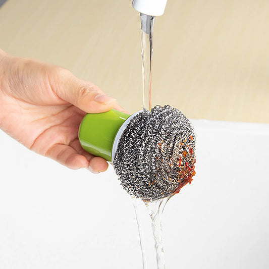 Dish Scrubber Brush with Handle – Heavy Duty Kitchen Cleaning Tool