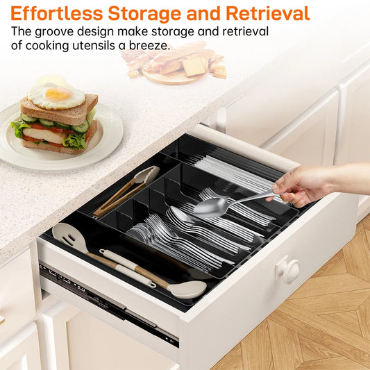 Expandable Kitchen Drawer Organizer for Utensils – Adjustable Cutlery Storage Tray